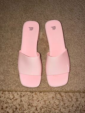 wild fable Pink Square-Toe Slide Sandals